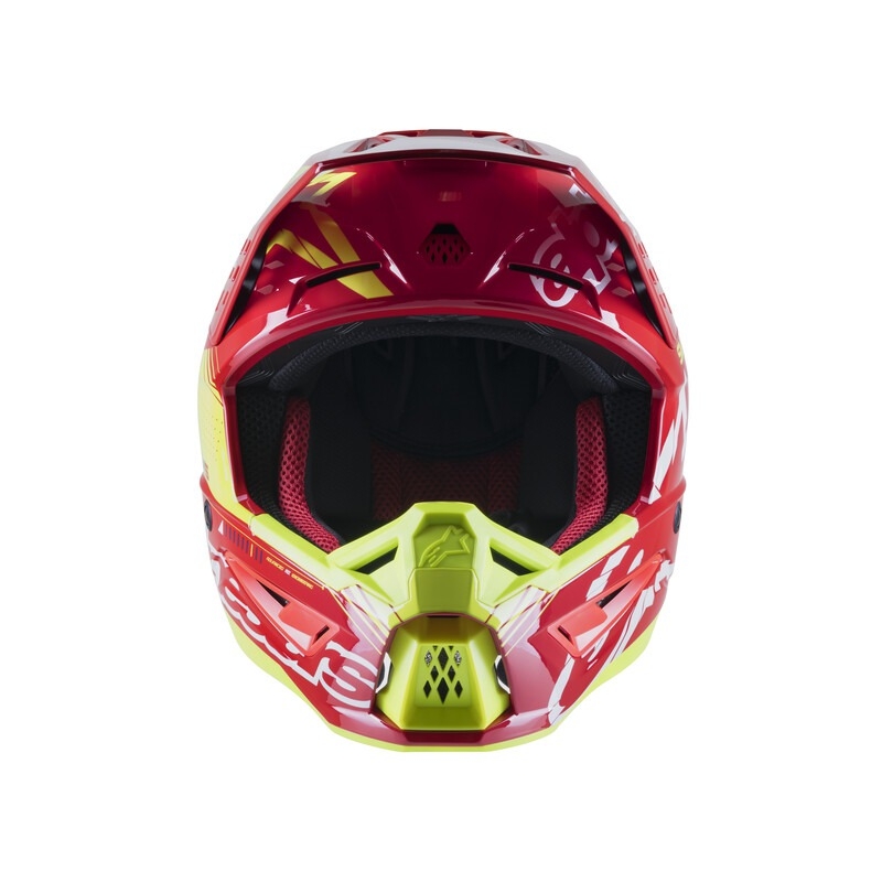 Alpinestars S-M5 Action червено-флуорово-жълто-бяло-синя мотокрос каска