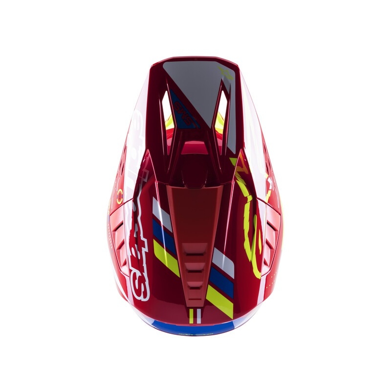 Alpinestars S-M5 Action червено-флуорово-жълто-бяло-синя мотокрос каска