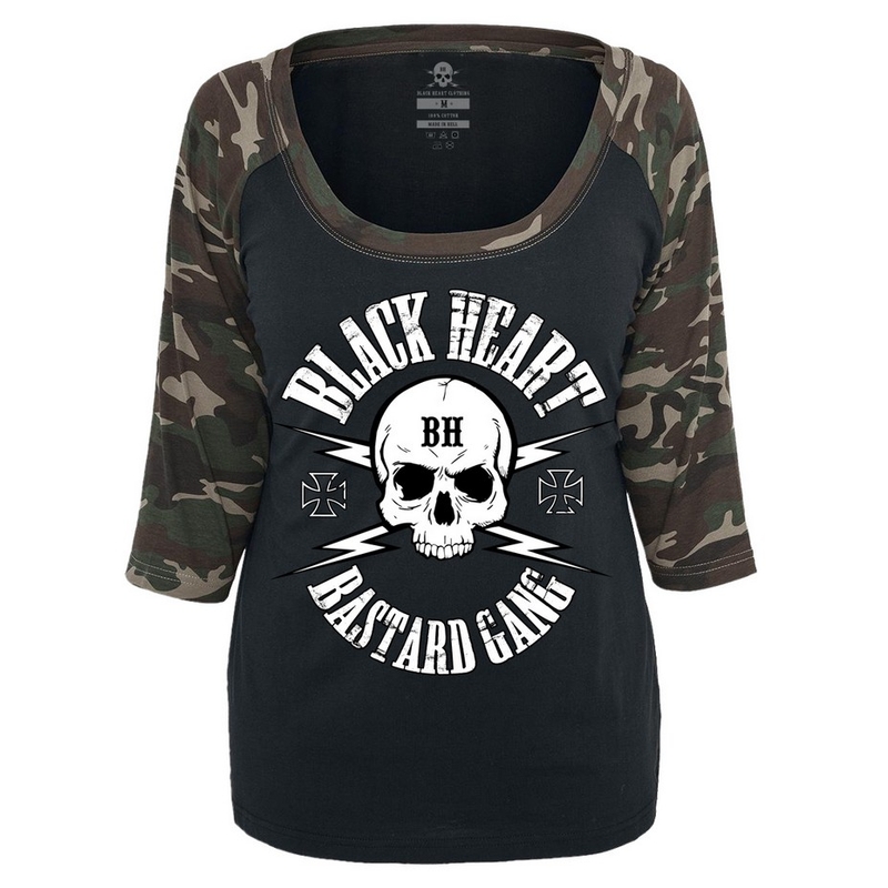 Dámské triko Black Heart Bastard Skull Camo výprodej