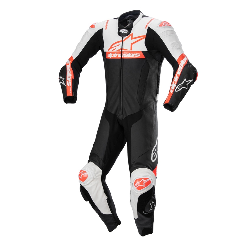 Alpinestars Missile 2 Ward Black-White-Fluo Red Кожен мотоциклетен гащеризон