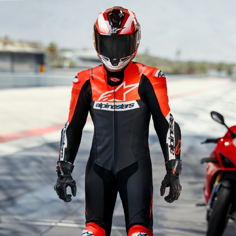 Alpinestars Missile 2 Ward Black-Fluo Red-White Кожен мотоциклетен комбинезон