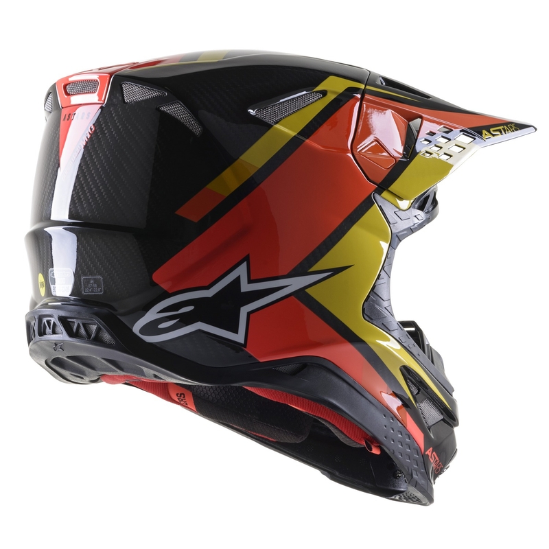 Motokrosová helma Alpinestars S-M10 Carbon Meta2 černo-žluto-oranžová lesklá