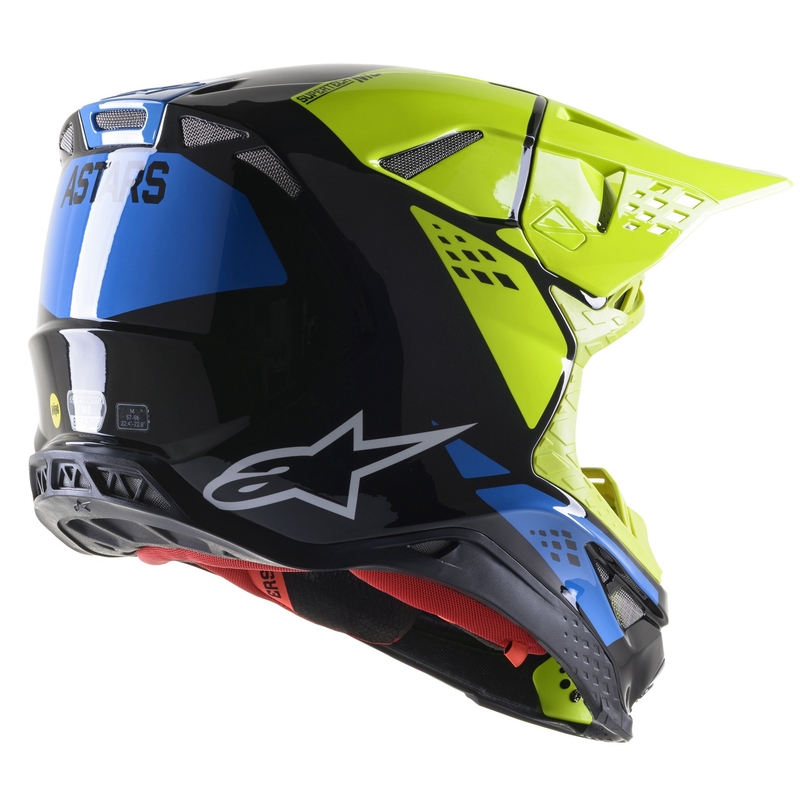 Motokrosová helma Alpinestars Supertech S-M8 Factory černo-fluo žluto-modrá lesklá