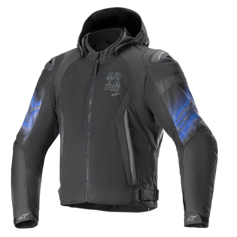 Alpinestars Zaca Air Venom Водоустойчиво яке за мотоциклет Black/Fluo Blue