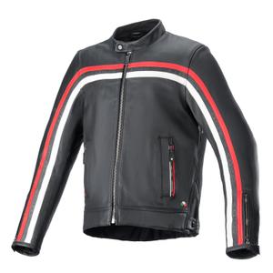 Alpinestars Dyno Черно-червено-бежово кожено яке за мотоциклет
