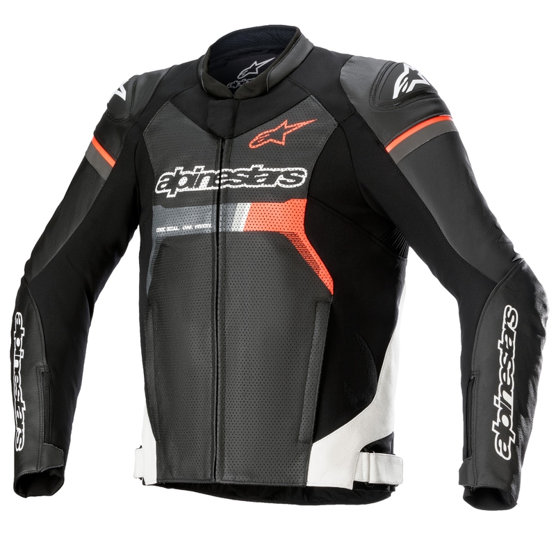 Кожено мотоциклетно яке Alpinestars GP Force Airflow Black-White-Fluo Red