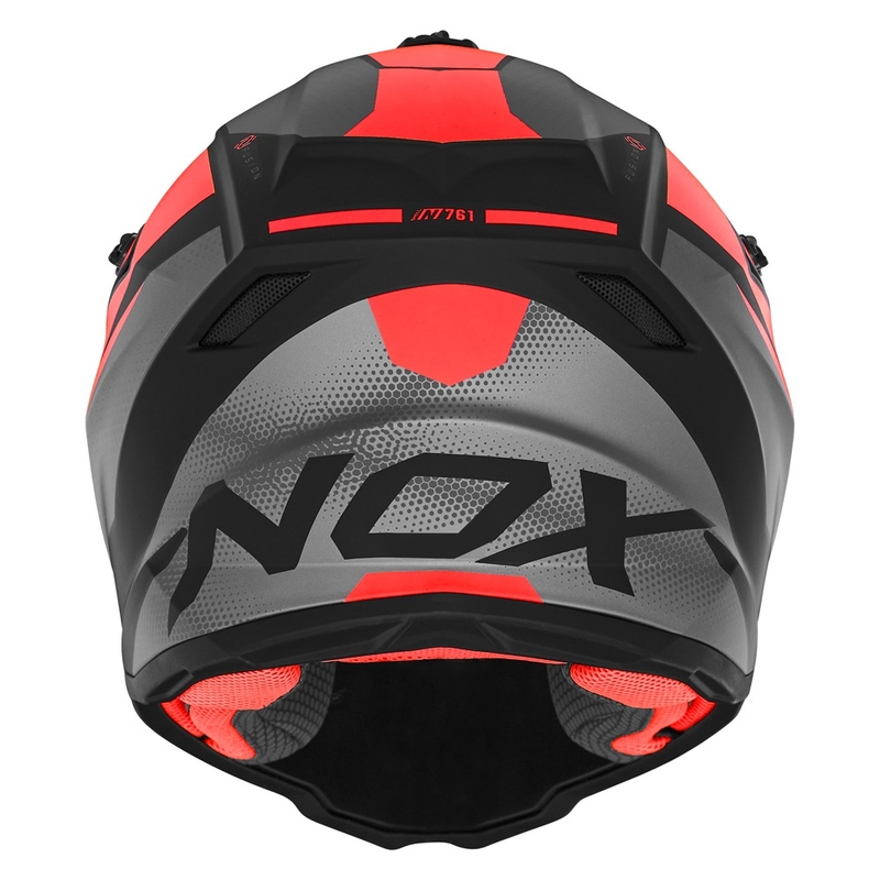 Детска каска за мотокрос NOX N761 MX флуо червено-черно-сива