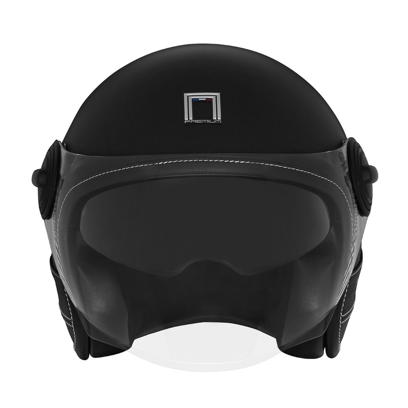 Отворена мотоциклетна каска NOX PREMIUM Heritage черна кожа