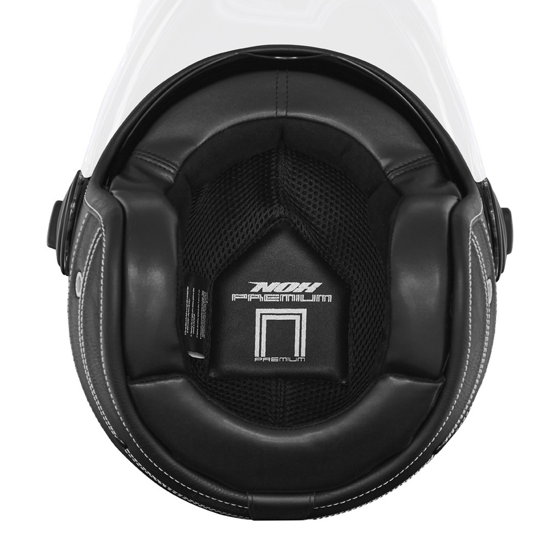 Отворена мотоциклетна каска NOX PREMIUM Heritage черна кожа