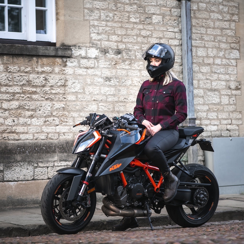 Дамска риза Oxford Kickback 2.0 Motorcycle Shirt Red and Black