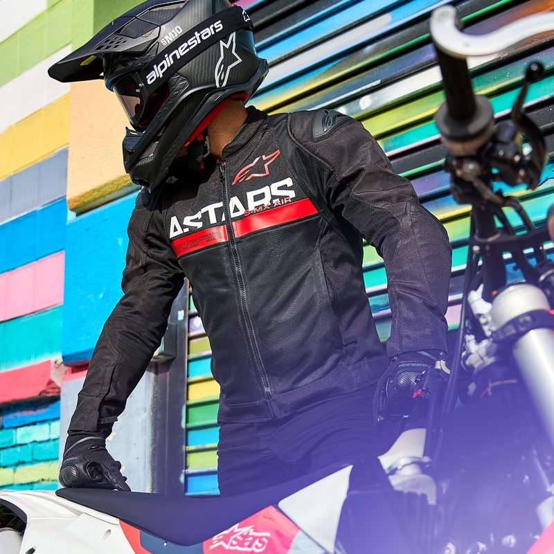 Мотоциклетно яке Alpinestars SMX Air черно и флуорово червено