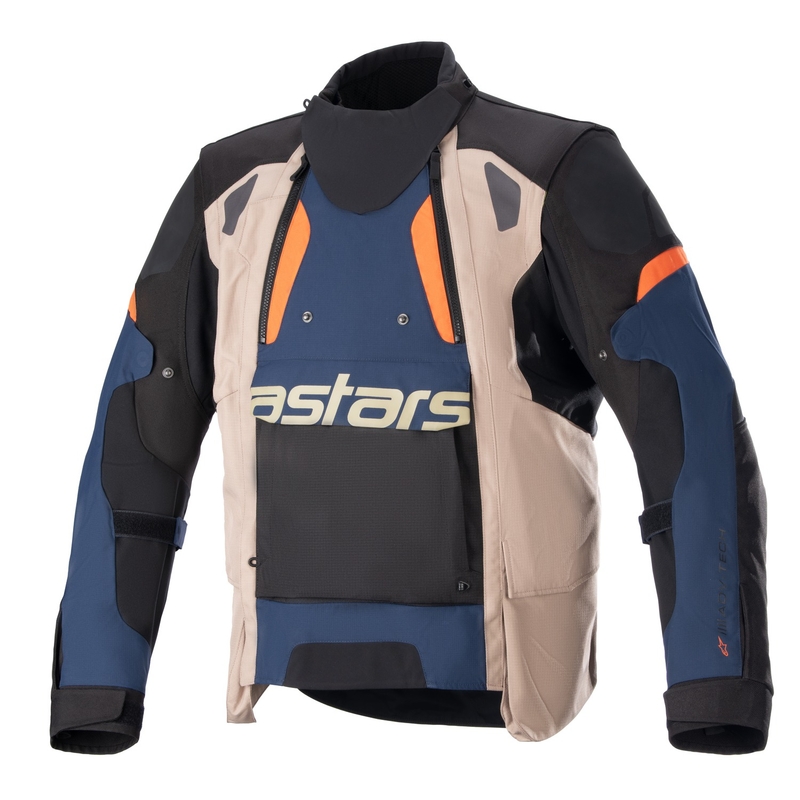 Alpinestars Halo Drystar Тъмно синьо-каки-оранжево-черно яке за мотоциклет