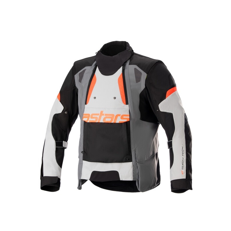 Мотоциклетно яке Alpinestars Halo Drystar светло сиво-тъмно сиво-черно-флуо червено