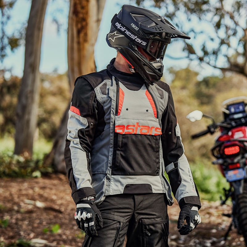 Мотоциклетно яке Alpinestars Halo Drystar светло сиво-тъмно сиво-черно-флуо червено