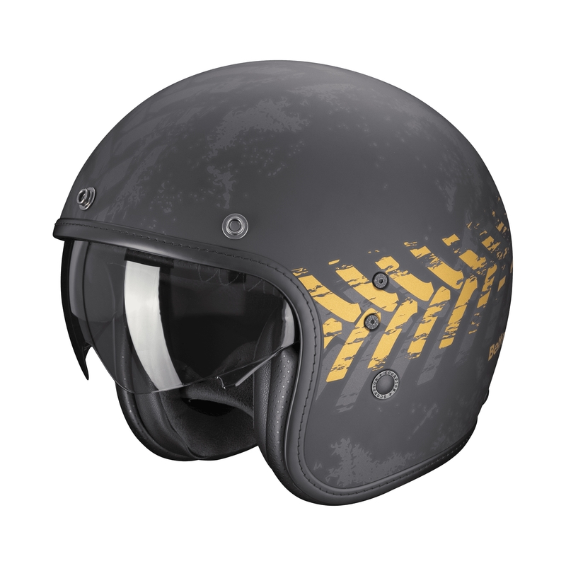 Отворена мотоциклетна каска Scorpion Belfast EVO NEVADA black-gold