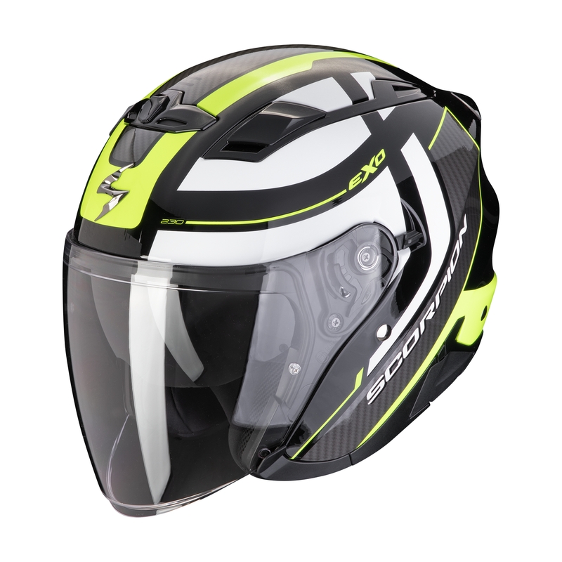 Отворена мотоциклетна каска SCORPION EXO-230 PUL черно-флуо-жълта разпродажба