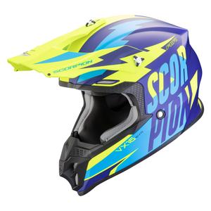 Мотокрос каска Scorpion VX-16 EVO AIR Slanter матово синьо-флуорово жълто