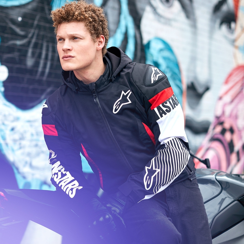 Alpinestars Zaca Air Водоустойчиво мотоциклетно яке Black-White-Fluo Red