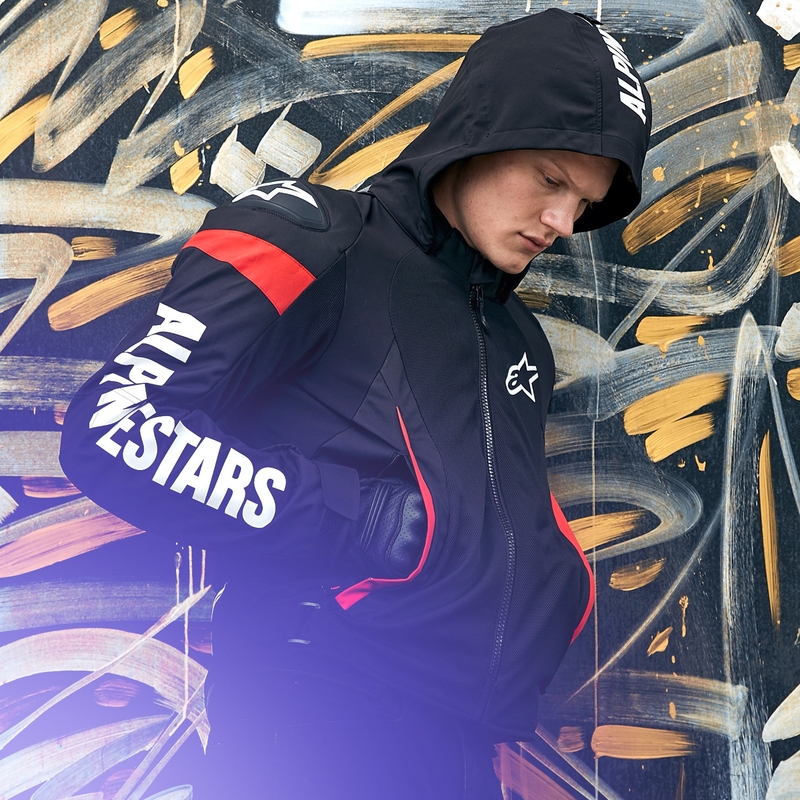 Alpinestars Zaca Air Водоустойчиво мотоциклетно яке Black-White-Fluo Red