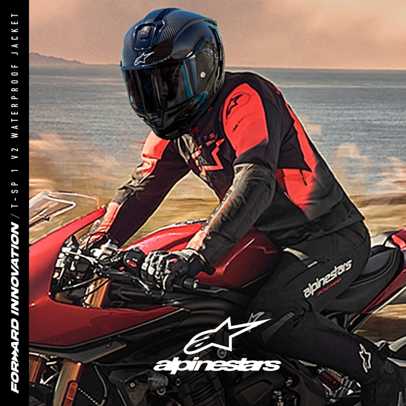 Alpinestars T-SP 1 2 Водоустойчиво яке за мотоциклет Black-Fluo Red