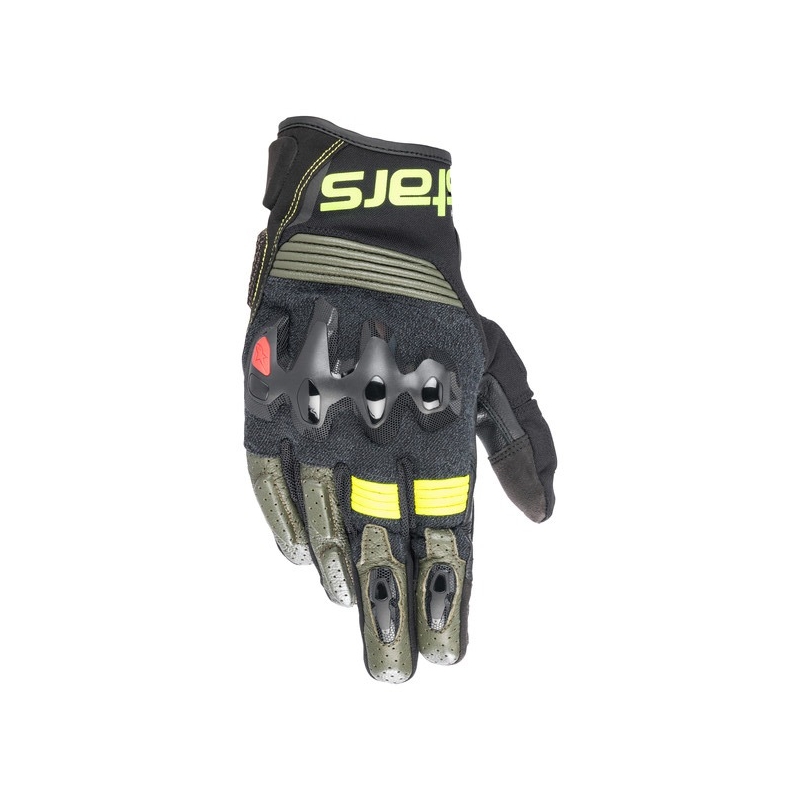 Alpinestars Halo черно-зелено-жълти ръкавици за мотоциклетизъм