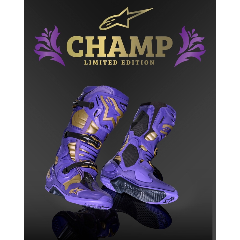 Alpinestars Tech 10 Limited Edition Champ Purple and Gold Мотоциклетни ботуши