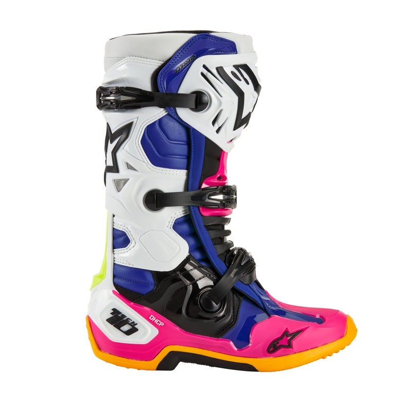 Alpinestars Tech 10 Limited Edition Coast White-Dark Blue-Pink-Fluo Yellow-Orange-Black Мотоциклетни ботуши