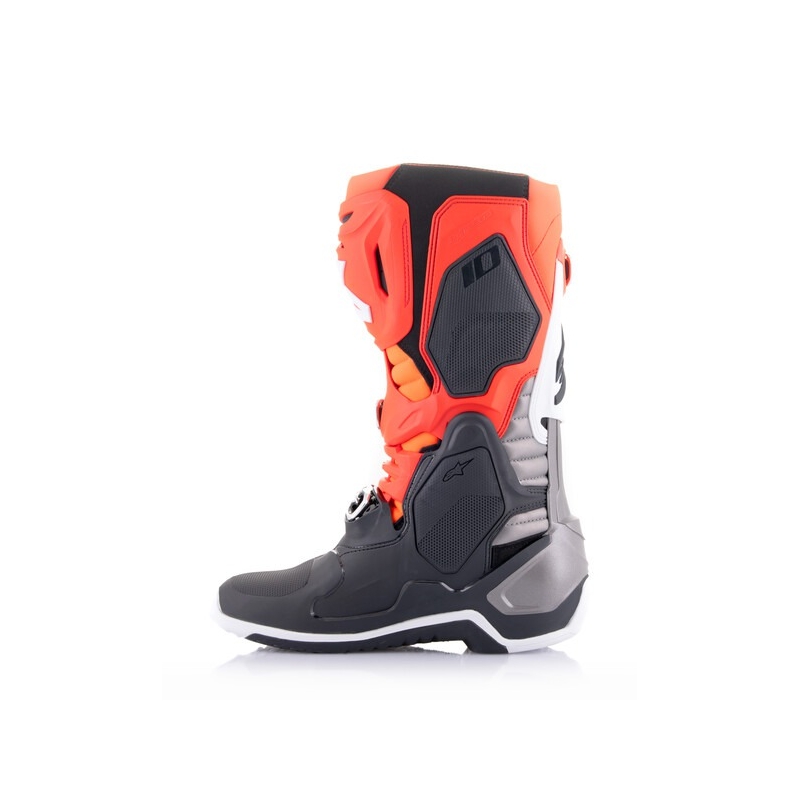 Alpinestars Tech 10 оранжево-жълто-лилаво-бяло-черни мотоциклетни ботуши