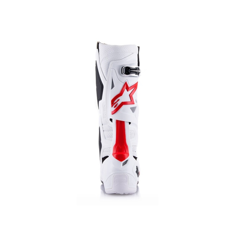 Alpinestars Tech 10 Supervented Мотоциклетни ботуши с перфорация в бяло, червено и черно