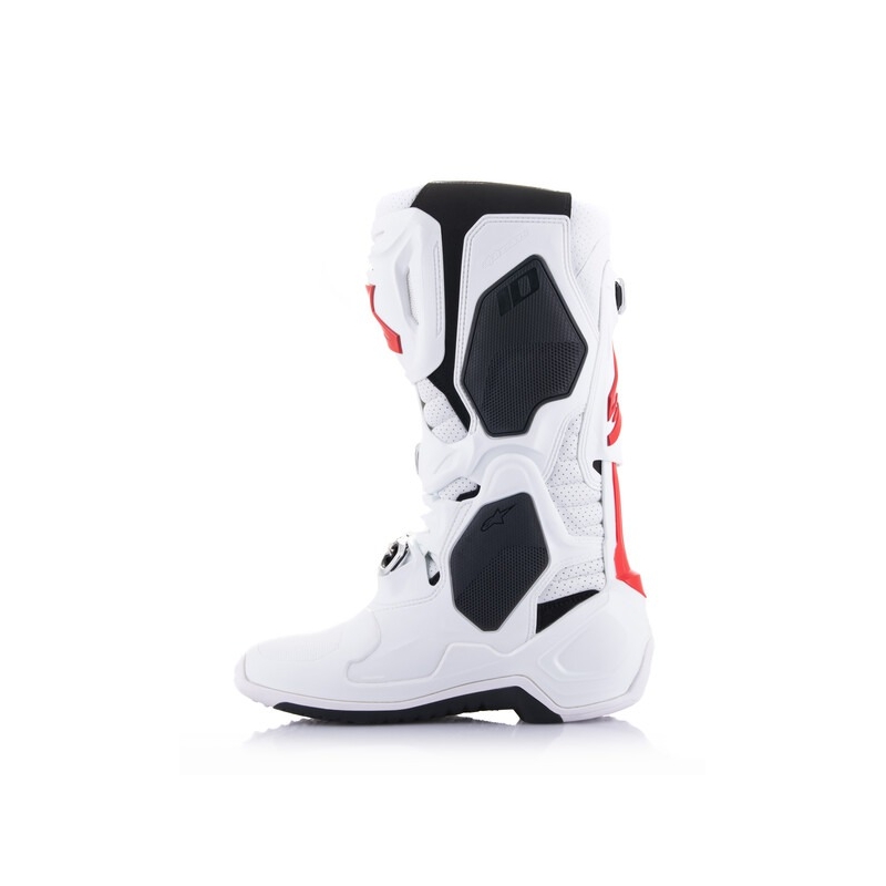 Alpinestars Tech 10 Supervented Мотоциклетни ботуши с перфорация в бяло, червено и черно