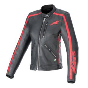 Alpinestars Stella Dyno дамско кожено яке за мотоциклетизъм черно и червено