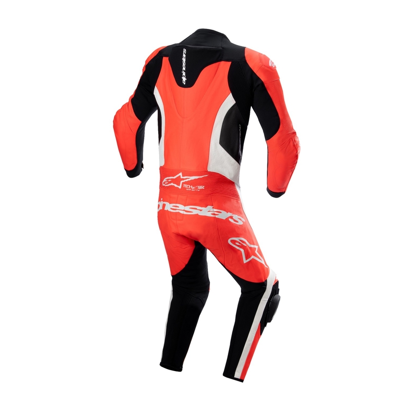 Alpinestars GP Force Lurv флуо червено-бяло-черен кожен костюм от една част за мотоциклет