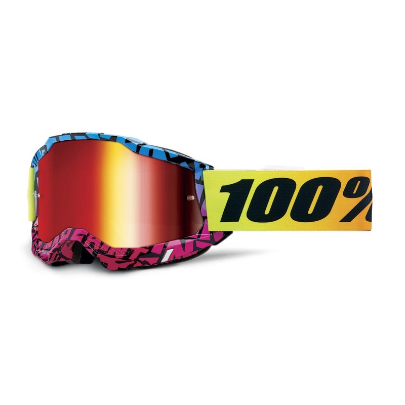 Очила за мотокрос 100% ACCURI 2 Special UTV/OTG - лимитирана серия Ken Block червени с хромиран плексиглас