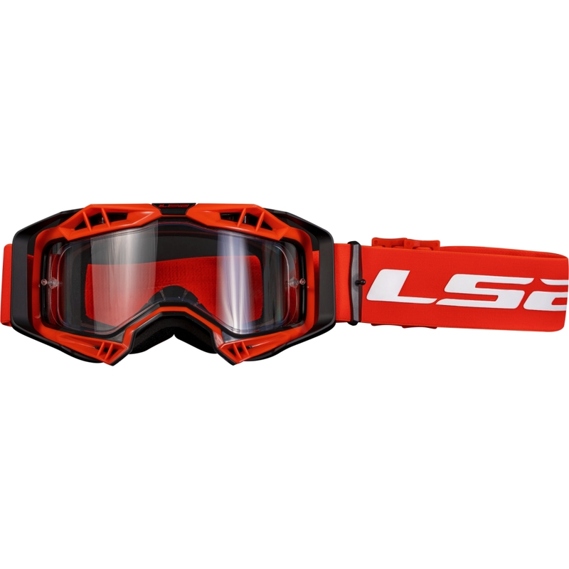 Очила за мотокрос LS2 Aura Enduro червени прозрачни плексигласови