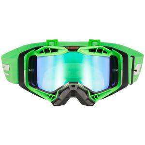 Очила за мотокрос LS2 Aura PRO черно-зелен иридиев плексиглас