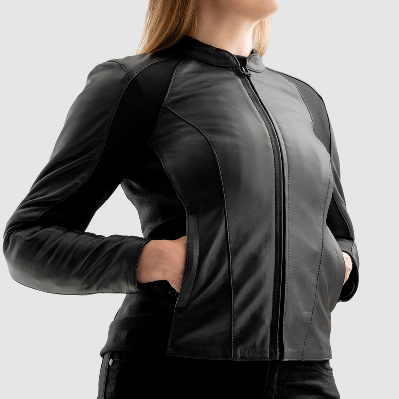 Дамско яке Rebelhorn Siena Black Leather Motorcycle Jacket