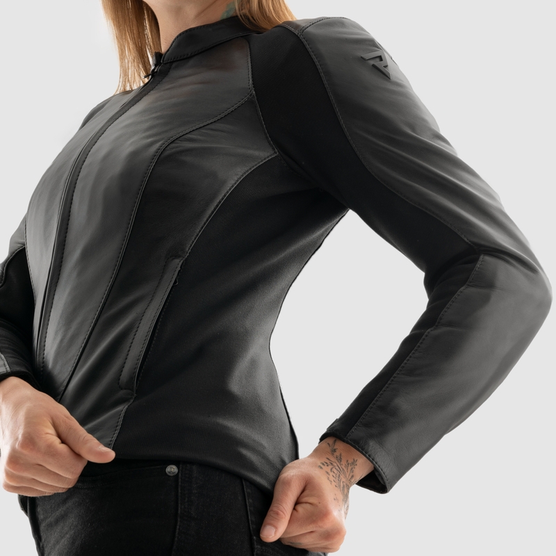Дамско яке Rebelhorn Siena Black Leather Motorcycle Jacket