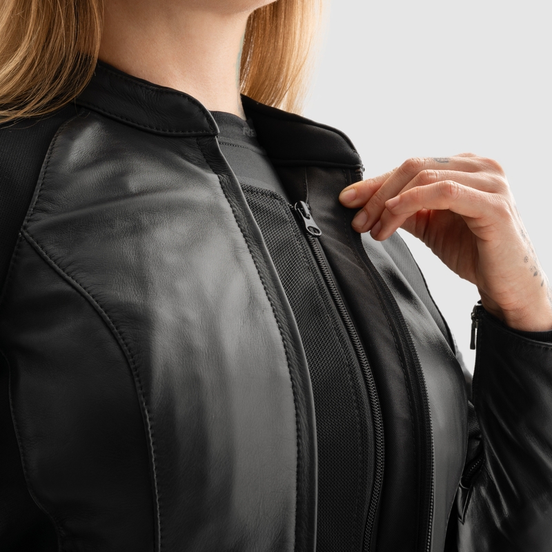 Дамско яке Rebelhorn Siena Black Leather Motorcycle Jacket