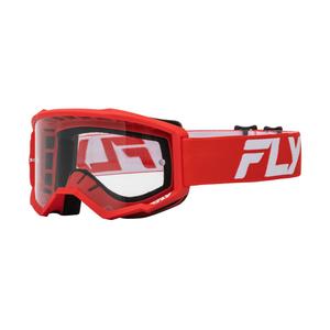 Детски очила за мотокрос FLY Racing Focus червено и бяло с прозрачен плексиглас