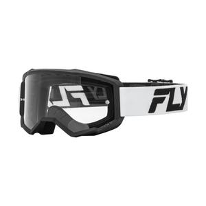 Детски очила за мотокрос FLY Racing Focus в бяло и черно с прозрачен плексиглас