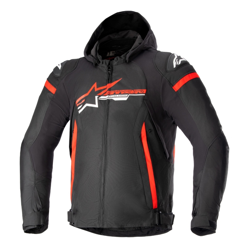Alpinestars Zaca Водоустойчиво черно, червено и бяло яке за мотоциклет
