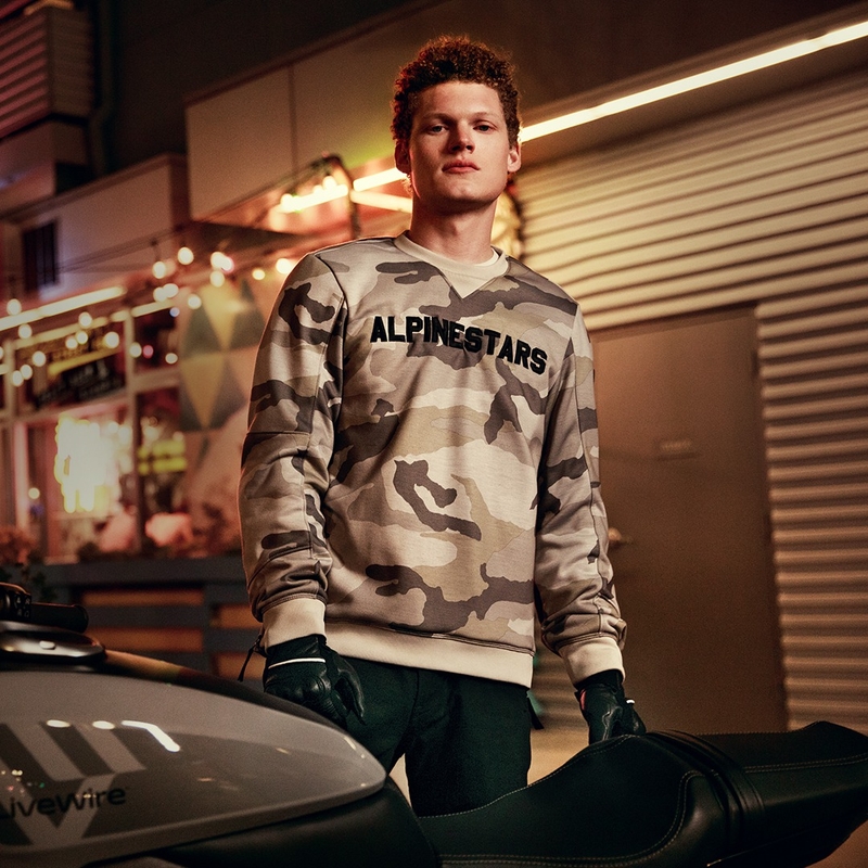 Alpinestars Legit Crew Fleece мотоциклетен суитшърт, светло камуфлажно-сив