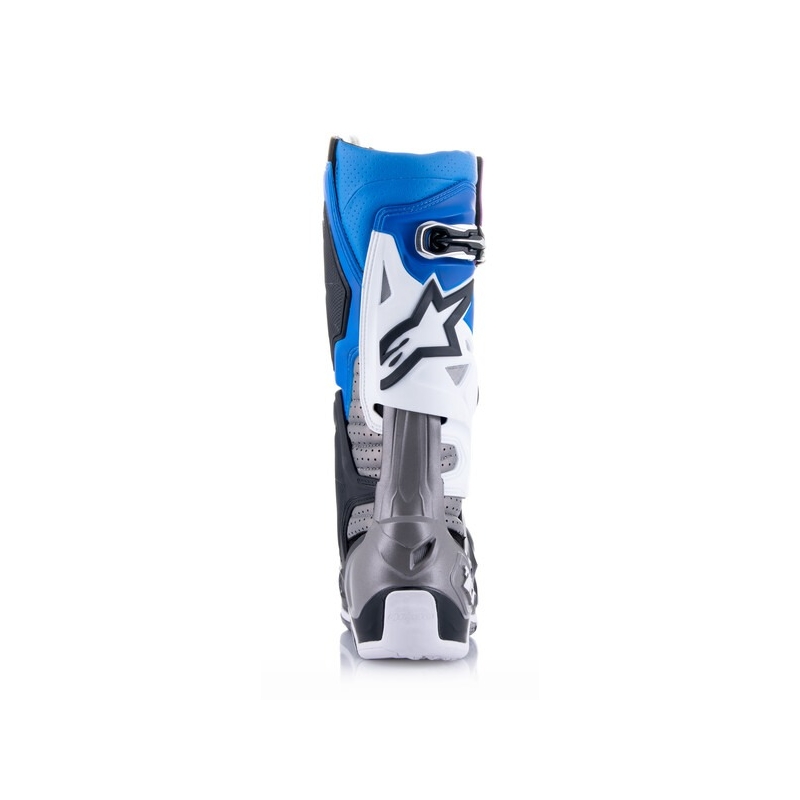 Alpinestars Tech 10 Supervented Перфорирани синьо-лилаво-розово-бяло-сиво-черни мотоциклетни ботуши