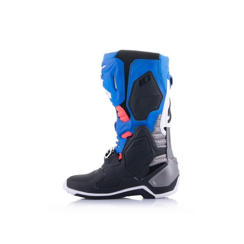 Alpinestars Tech 10 Supervented Перфорирани синьо-лилаво-розово-бяло-сиво-черни мотоциклетни ботуши