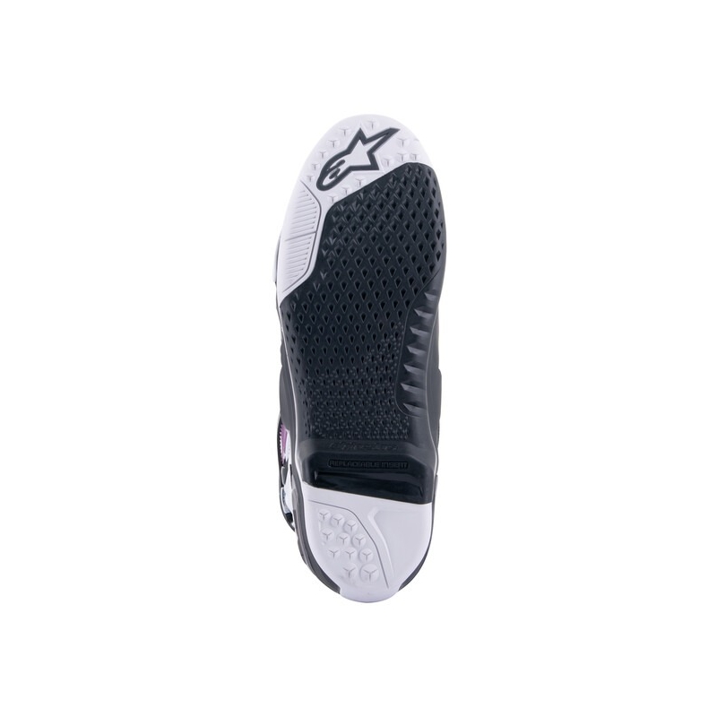 Alpinestars Tech 10 Supervented Перфорирани синьо-лилаво-розово-бяло-сиво-черни мотоциклетни ботуши