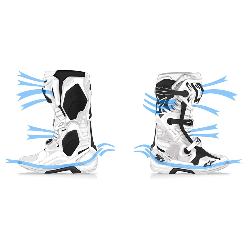 Alpinestars Tech 10 Supervented Мотоциклетни ботуши перфорирани бели
