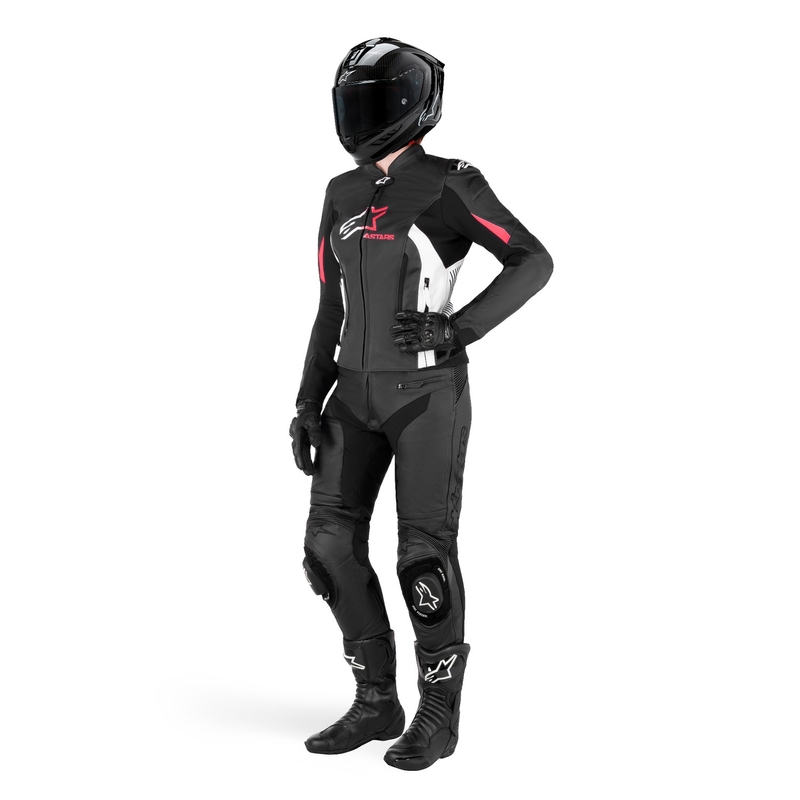 Alpinestars GP PLUS 4 дамско яке за мотоциклетизъм черно, бяло и розово