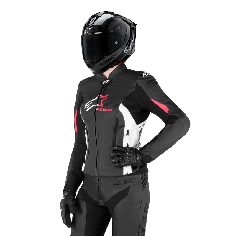 Alpinestars GP PLUS 4 дамско яке за мотоциклетизъм черно, бяло и розово