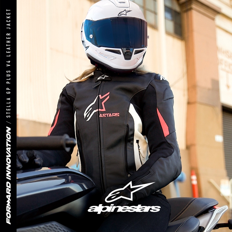 Alpinestars GP PLUS 4 дамско яке за мотоциклетизъм черно, бяло и розово