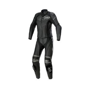 Alpinestars STELLA GP PLUS 2 дамски кожен костюм от две части за мотоциклетизъм черен и сив металик